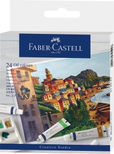 Set de culori in ulei Faber-Castell, 24 tuburi x 9 ml, culori intense