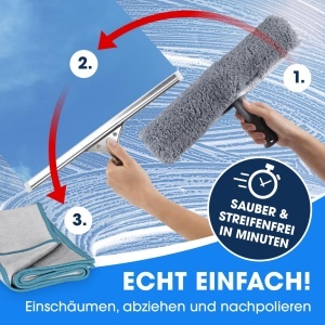 Set de curatare feronerie CLEANmaxx 7 piese cu eimer, racleta si laveta microfibra - Img 3