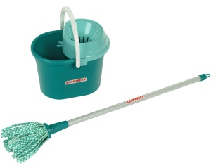 Set de curatenie pentru copii Theo Klein, 3 piese, cu mop si galeata, 56 cm