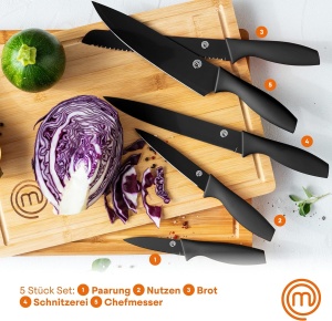 Set de cutite MasterChef, 5 piese, inox, maner ergonomic, negru - Img 2
