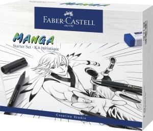 Set de desen Faber-Castell Manga Starter, 6 piese, incluzand tusche si creion