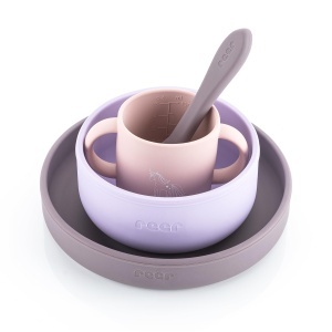 Set de farfurii din silicon reer, 4 piese, rezistent la temperaturi, lila