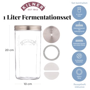 Set de Fermentare Kilner, 1 Litru, cu Capac cu Ventilatie - Img 3