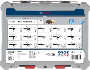 Set de freze Bosch PRO 15 piese pentru lemn Carbide 8 mm - Img 4