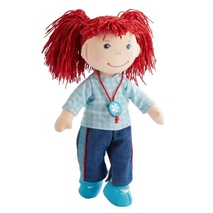 Set de imbracaminte pentru papusi HABA 306518, 3 piese, blugi, tricou, accesoriu - Img 6