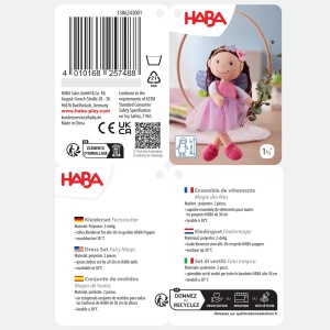 Set de imbracaminte pentru papusi HABA Feenzauber, 2 piese, roz, cu aripi - Img 6