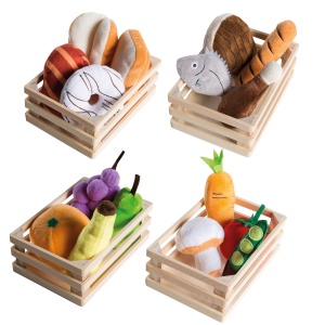 Set de joaca copii roba, 20 piese, 4 grupuri alimentare, din lemn