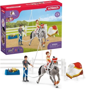 Set de joaca cu ponei Schleich Horse Club Mias Voltigier-Reitset 42443, 18 piese