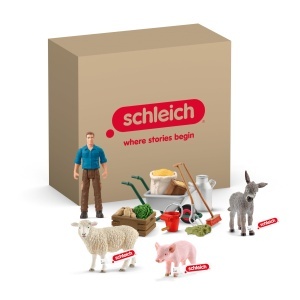 Set de Joaca Ferma Schleich cu 19 Piese, Figurine Esel, Porc si Oaie