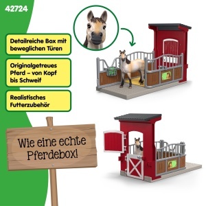 Set de Joaca Ferma Schleich cu Ponybox si Mustang Stute, 19 Piese, Culoare Rosie - Img 3