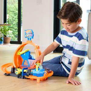 Set de joaca Hot Wheels City Mega Loop cu spalatorie auto si vehicul Color Shifters - Img 2