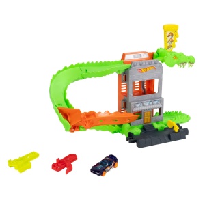 Set de Joaca Hot Wheels Croc Pizza Attack cu Masinuta 164, Detalii Interactive - Img 3