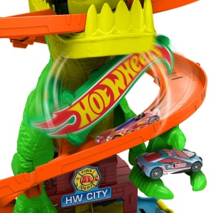 Set de joaca Hot Wheels cu T-Rex si camion de pompieri, 164, 45 cm - Img 5