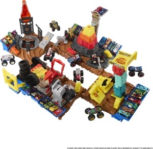 Set de joaca Hot Wheels Monster Trucks 5-Alarm cu camion si masina distrusa - Img 5