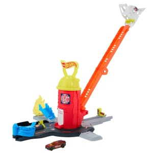 Set de Joaca Hot Wheels - Super Pompierie, Scala 164, Rampa Extensibila 40 cm