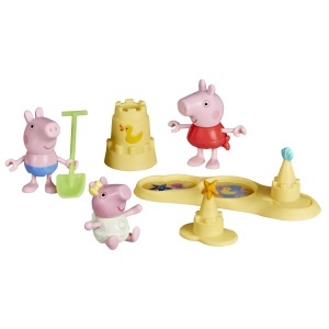 Set de Joaca Peppa Pig - 8 Piese, Figurine Peppa, George si Evie, Accesorii Plaja