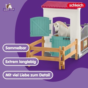 Set de joaca Schleich - Boxa pentru cai cu 21 de piese, inclusiv cal English Thoroughbred - Img 3