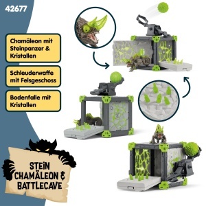 Set de Joaca Schleich ELDRADOR Battle Cave Steinchamaleon 34 Piese - Img 3