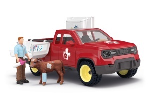 Set de Joaca Schleich - Ferma cu Veterinar, 29 Piese, Include Masina si Calf