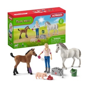 Set de joaca Schleich Ferma Vizita la veterinar cu 10 piese