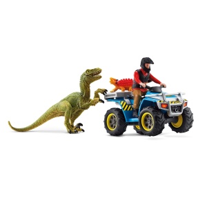 Set de Joaca Schleich Flucht pe Quad cu Velociraptor, pentru copii 4-10 ani - Img 1