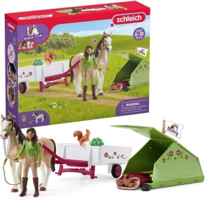 Set de Joaca Schleich Horse Club - Camping cu Sarah si Pinto, 23 piese