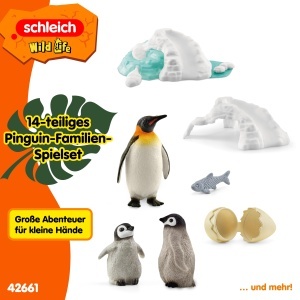 Set de Joaca Schleich WILD Life Pinguin-Familienspa 42661, 14 Piese, 3 Kaiserpinguini - Img 6