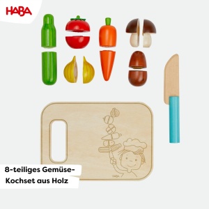 Set de Joc HABA cu Legume din Lemn 7 Piese, Inclusiv Cutit si Tabla de Taiat - Img 4