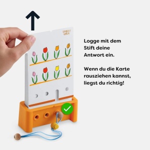 Set de jocuri logice HABA Logic CASE Starter Set 4, 77 carti de puzzle, joc de calatorie - Img 4