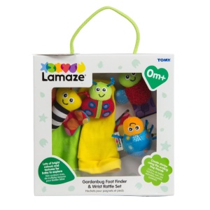 Set de jucarii senzoriale Lamaze Gardenbug LC27634 pentru bebelusi 0-6 luni cu sosete si bratari zornaitoare - Img 2