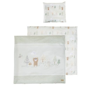 Set de lenjerie pentru bebelusi roba Woodland Buddies, 100 bumbac, 80x80 cm, pastel verde - Img 2