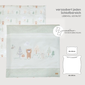 Set de lenjerie pentru bebelusi roba Woodland Buddies, 100 bumbac, 80x80 cm, pastel verde - Img 12