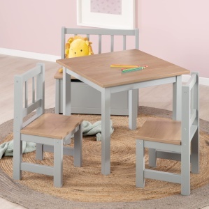 Set de mobilier pentru copii Kindersitzgruppe Woody - 2 scaune si masa, culoare taupe - Img 2