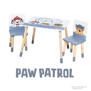 Set de mobilier pentru copii Paw Patrol - 2 scaune si 1 masa, alb, din lemn