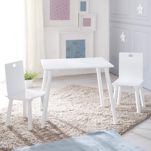 Set de mobilier pentru copii roba - 2 scaune si masa, alb, MDF