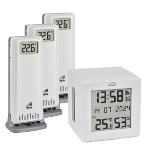 Set de monitorizare a temperaturii si umiditatii TFA Dostmann 35.8113, 3 senzori, alb