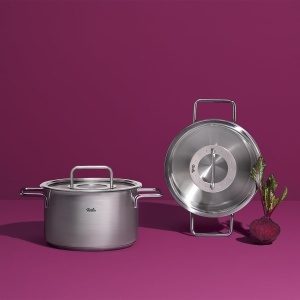 Set de Oale Fissler Pure Collection 4 piese, inox, cu capac metalic, inductie - Img 2
