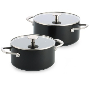 Set de Oale KitchenAid 4 piese, 20 cm si 24 cm, Negru, Ceramica Antiaderenta