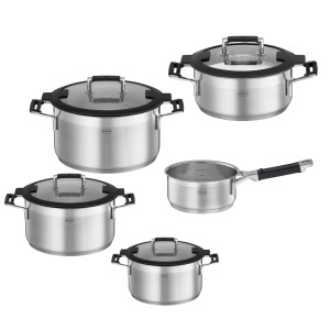 Set de Oale Rosle Silence Pro 5 piese, Inox 1810, Capac din Sticla