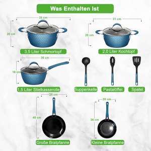 Set de Oale si Tigai NutriChef, 11 piese, Antiaderente, Inductie, Cu Manere Ergonomice - Img 3