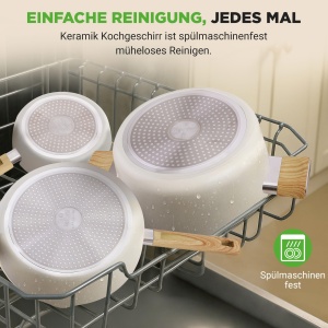 Set de Oale si Tigai NutriChef, 14 Piese, Bej - Ceramica Antiaderenta, Manere Detasabile - Img 7