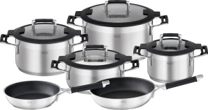 Set de Oale si Tigai ROSLE Silence Pro 6 piese, Inox, ArgintiuNegru