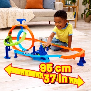 Set de pista Hot Wheels cu 2 loop-uri si 2 zone de accident, JHK73 - Img 2