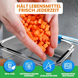 Set de recipiente pentru alimente NutriChef, 12 recipiente din sticla borosilicata, capacitate 325-1000 ml, culoare albastra - Img 6