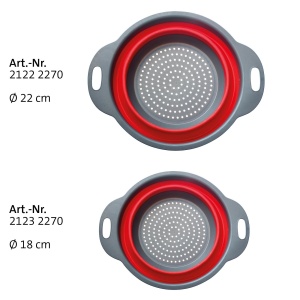 Set de Seiher Westmark 2 piese, Faltabil, 22 cm si 18,5 cm, Plastic, AnthrazitRosu - Img 4