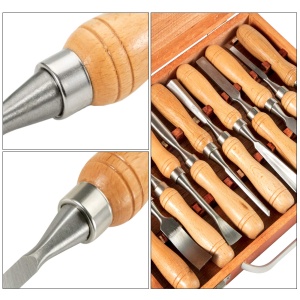 Set de Stechbeitel VEVOR 12 Piese din Otel Inalt Carbon 60CRV cu Manere din Lemn - Img 5