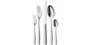 Set de tacamuri din otel inoxidabil WMF Palma 6 persoane, set de tacamuri 30 de bucati, cutit monobloc, otel inoxidabil Cromargan lustruit, lucios, poate fi spalat in masina de spalat vase - Img 4