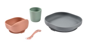 Set de tacamuri din silicon BEABA, cu 4 piese, cu ventuza, rezistent la caldura - Img 2