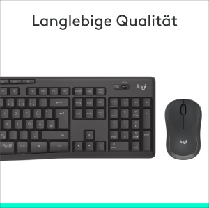 Set de tastatura si mouse wireless Logitech MK295 cu tehnologie SilentTouch, taste de comanda rapida, ghidare optica, receptor nano USB, conexiune wireless fara intarziere, aspect QWERTZ - Grafit, PC - Img 6