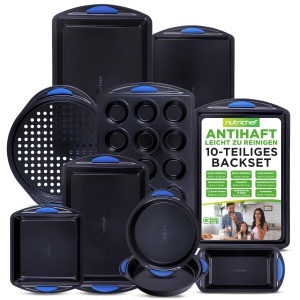 Set de Tavi de Copt NutriChef 10 piese, Antiaderent, Albastru